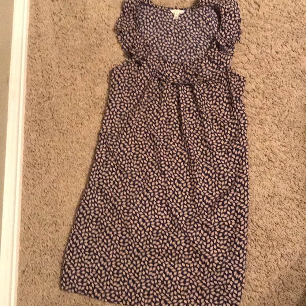 Navy & light pink/nude dress w/ ruffled collar